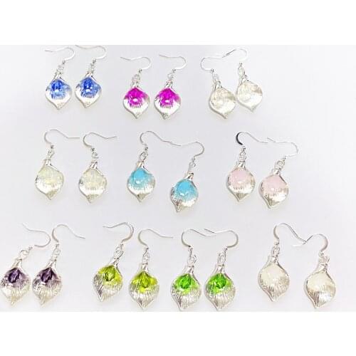 Fashion Charm Morning Glory Multicolor Natural Stone Drop Earrings, Simple, Creative Accessories, Stainless Steel Alloy Jewelry