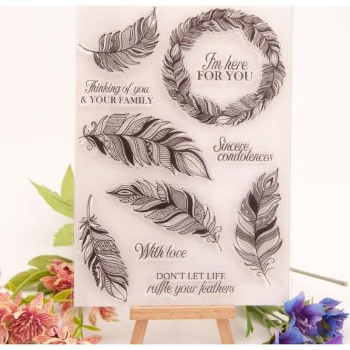 Feather Silicone Clear Transparent Stamp Cutting Dies Scrapbooking