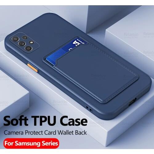 Silicone Card Wallet Case For Samsung Galaxy A52 A22 A32 A72 4G 5G A82 A12 A02 A02S A 52 22 32 72 Camera Potect Soft Back Cover