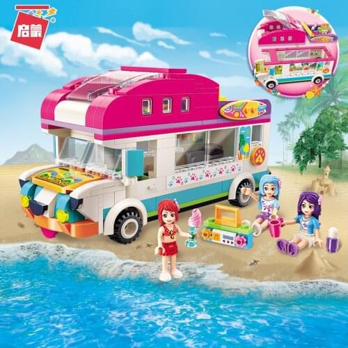 Building blocks camper girl assembled toy puzzle educational girl toys bricks Figures Accessory Model