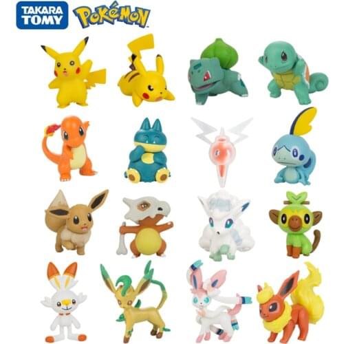 Tomy Pokemon 3-7cm Pet Collection Pikachu Squirtle Charmander Eevee Vulpix Munchlax Rotom Bulbasaur Anime Figures Model Toys