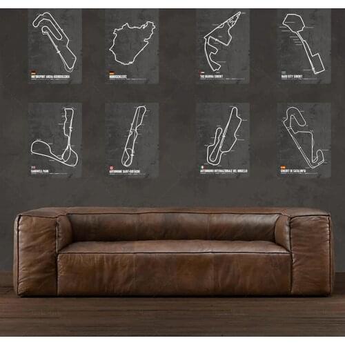 Track Car Formula 1 Race Circuit GRAND PRIX Racetrack Poster Prints Wall Oil Painting Art Wall Pictures Living Room Home Decor