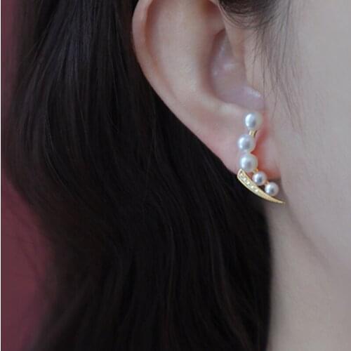 U-Magical French Vintage Faux Pearl Gold Color Metal Dangle Earring for Women Shining Rhinestone Earring Jewelry Accessories