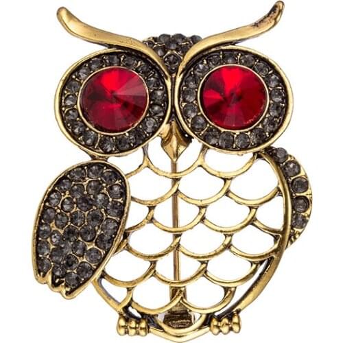 Vintage Brooches for Women Fashion Crystal Backpack Scarfs Garment Coat Owl Pin Jewelry Xmas Ethnic Broche Accessories Gift