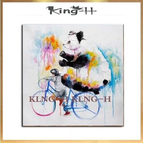 Animal panda hand painting creation sprout cat wall decoration painting the sitting room decorate children room to hang a pictur