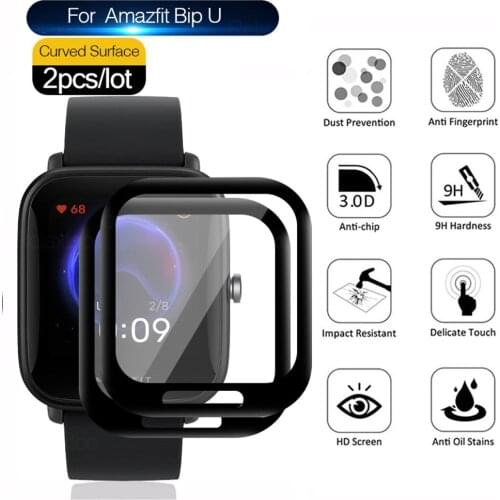 10D Curved Edge Soft Film For Huami Amazfit Bip U BipU Cover Protective Screen Protector Smart Watch Accessories ( Not Glass )
