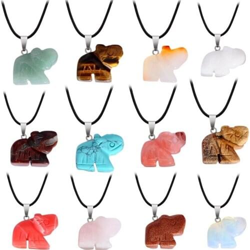 2020 Statement Choker Necklace Natural Stone Elephant-shape Crystal Necklaces Crystal Pendant for Fashion Bohemian Women Jewelry