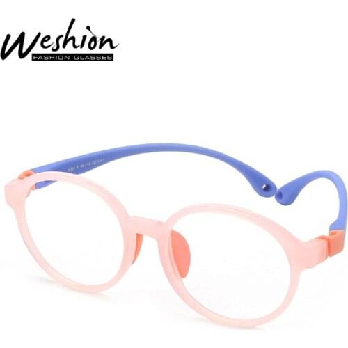 2021 New Kids Anti Blue Light Glasses Round Silicone Pebax Frame Detachable Arm Anti Reflective Eyeglasse 2-8 UV Filter