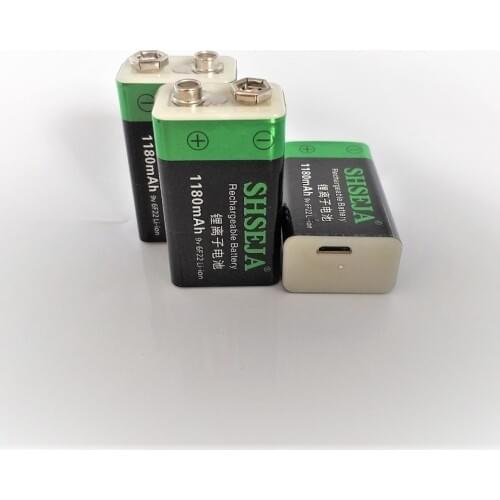 3PCS 1180mAh 9V USB Rechargeable Battery 9V Lipo Battery