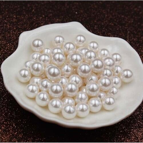 30pcs Round ABS Straight Hole Imitation Pearls Beads Bijoux for Women Handmade Bracelet Necklace Pendant Diy Jewelry Accessories