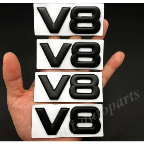4x Metal Black V8 Vntage Car Trunk Fender Rear Emblem Badge Decals Sticker V6