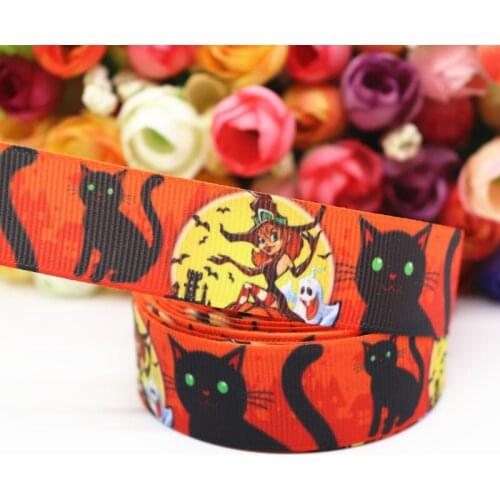 5 Yards 7/8'' (22MM) Halloween Printed Grosgrain Ribbons For Hair Bows DIY Handmade Materials Y19071902