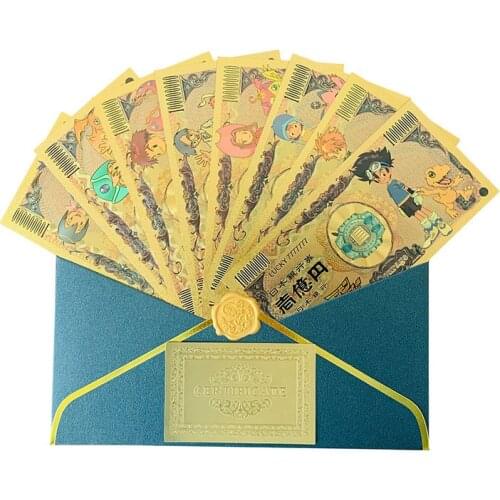 Anime Digimon Adventure Gold Foil Cosplay Prop Digimon Monster Commemorative Banknote
