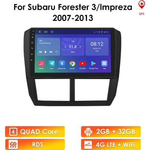2Din 9 INXCH Car Radio GPS Multimedia Player Android Auto for Subaru Forester 3 SH WRX 2007 - 2013 Impreza Stereo Video Wifi Gps