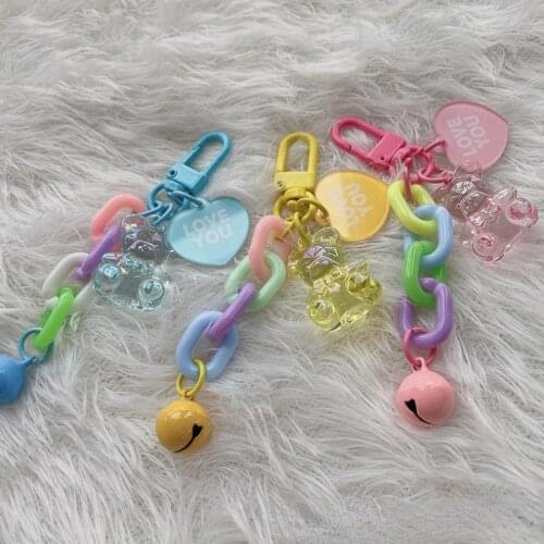 DIY Custom KeyChain Color Bear Love Charm Keychain Bag Pendant Airpods Earphone Cases Cartoon Friends Hang Key Lovers Bag Key