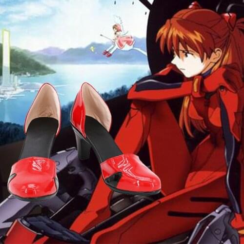 JP Anime EVANGELION Asuka Langley Soryu Cosplay Red High-heeled Shoes