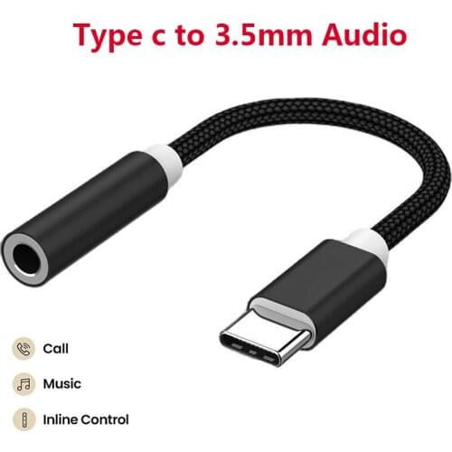 USB Type C to 3.5mm Jack Earphone Cable Adapter Audio Aux Jack Headphone for Xiaomi Huawei USB C to 3.5mm Aux Converter