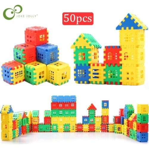 50pcs/lot Building Blocks Baby Paradise House spelling puzzle blocks City DIY Creative Model Figures Educational Kids Toys ZXH