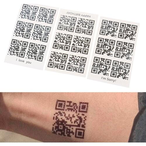 Creative Love QR Code Fake Tattoo for Lovers Adults Wrist Body Art Waterproof Temporary Tattoo Sticker for Men Women