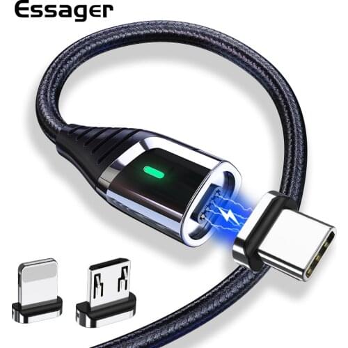 Essager Magnetic USB Cable 3A Fast Charging Micro USB Type C Magnet Charger USBC Type-C Data Wire Cord For iPhone 12 Xiaomi mi