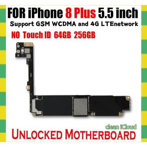 Clean iCloud For iPhone 8 Plus motherboard 64gb 256gb unlocked For iPhone 8Plus Logic board With Touch ID With chips MB LTE 4G
