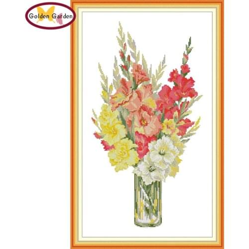 GG Gladiolus Cross Stitch Kits Embroidery Needlework Sets Handcraft DIY 11ct14ct Chrinese Counted Cross Stitch for Home Decor