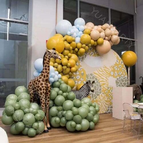 A Set Hot Sale Retro Pea Green Apricot Yellow Balloons Wedding Balloons Decoration Birthday Balloons Arch Party Supplies Ation