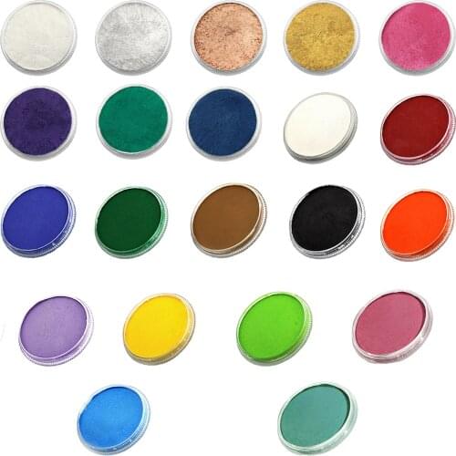 30g Non-toxic Washable Pearl Color Matte Face Body Paint Pigment with Painting Brush Toy for Kids Adults Festivals Makeup Party