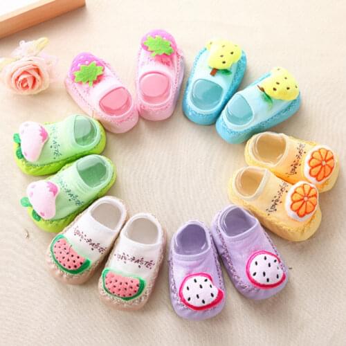1 Pair Lytwtws baby socks with rubber soles Newborn Kids Boys Girls Ankle Gift Anti slip Floor Cotton Fruit Winter Infant