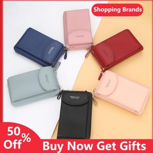 2020 new ladies wallet solid color small Messenger bag multi-function cell phone pocket portable with chain shoulder bags