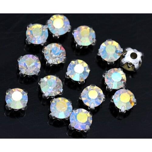 Wholesale 3-10mm AB flatback crystal glass Sew on diamante Rhinestone jewels montees button beads diy clothes sewing accessories