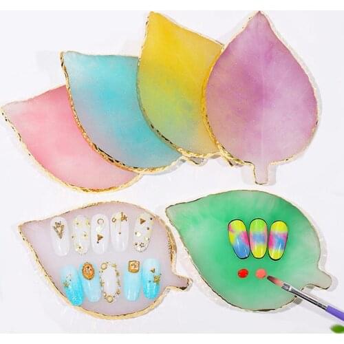 Practice Display Nail Palette Board Leaf Design Resin Agate Varnish Color Showing Shelf Manicure Tool Gel Polish Nail Art Pallet