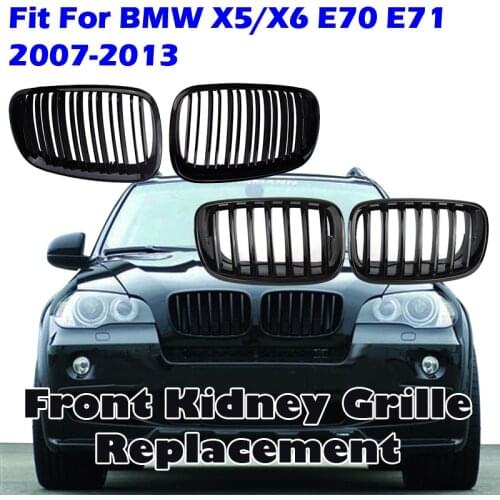 Front Racing Kidney Grill Double Slat Black Sport Grille Fit For BMW X5 X6 E70 E71 2007-2013 Car Accessories Replacement Part