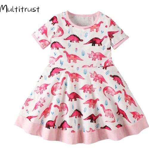 Girls Dress 2020 New Brands Baby Dresses Dinosaur Print Design Princess Dress Kids Clothes Childrens Clothing