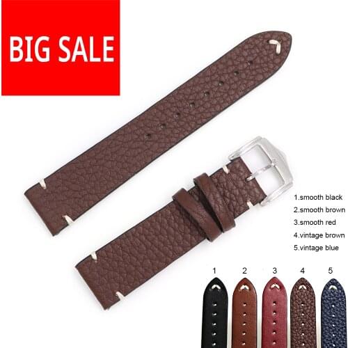 20 22 24mm Real Calf Vintage Blue Leather Watch Band Strap Belt Polish Buckle For Rolex Brand