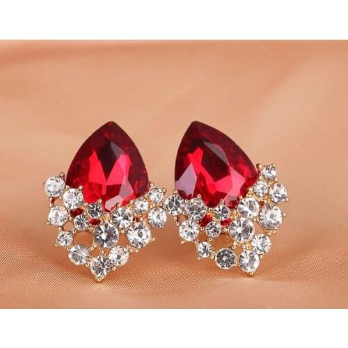 Luxury Statement Water Drop Crystal Earrings Ear Cuff Ear Clip on Earrings Without Piercing for Women Wedding Bride Jewelry