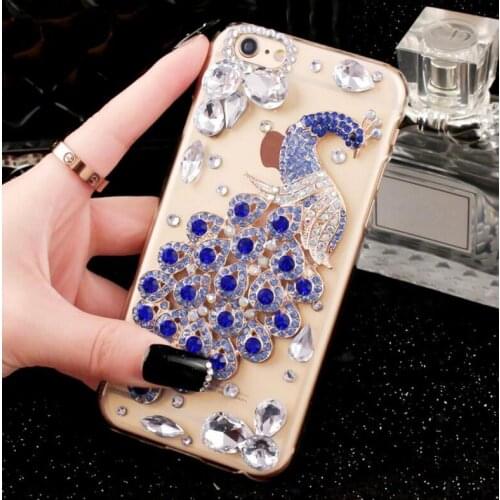 Bling Luxury Fundas Crystal Rhinestone Peacock gem Diamond Soft Cover Case For Samsung S6 S7 S8 S9 S10 PLUS Lite NOTE5 8 9 Case