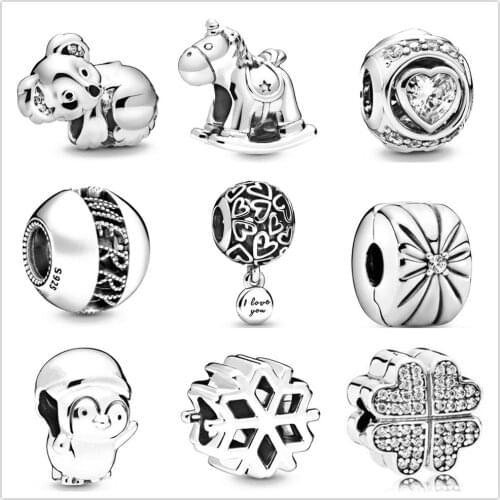 Silver 925 Charm Openwork Love Hearts Bead fit Original Pandora charms silver 925 Bracelet jewelry for women DIY making Berloque