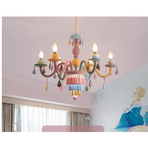 Modern Kids Room Chandeliers Bedroom Children Pendant Color Modern Hanging Lamp Indoor House Macaron Color Girls Room Chandelier