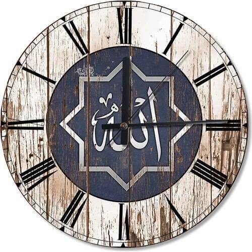 Tablomega Arabic ALLAH Writing Wooden Wall Clock 50*50 cm islamic Muslim wall clock