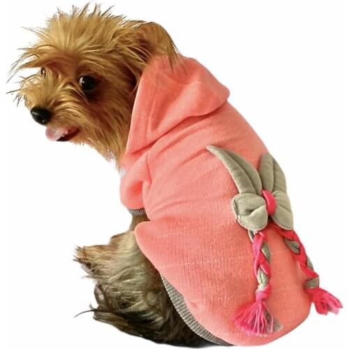 Pink Bunny Braid Hoodie, Sweatshirt for Small Breeds, Dog Clothes, Pet Clothes