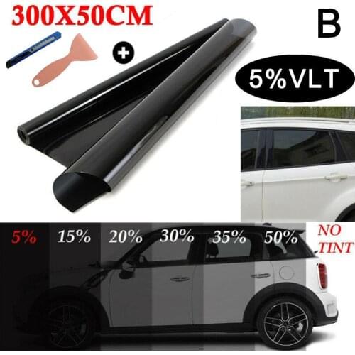 300cmx50cm Car Window Foils Tint Tinting Film Roll Car Auto Home Window Glass Summer Solar UV Protector Sticker Films Black