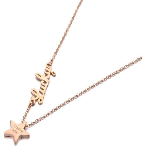 Trendy Original Design Lucky Star Charm Pendant Necklaces For Girls Titanium Stainless Steel Office Necklace N19135
