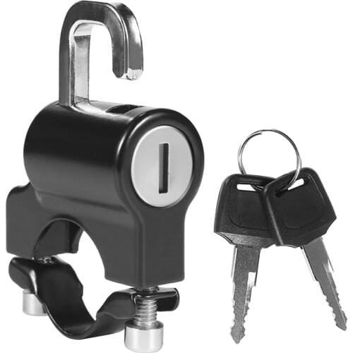 Universal Motorcycle Helmet Lock Anti-Theft Helmet Security Lock Metal 22mm-26mm Black with 2 Keys Set