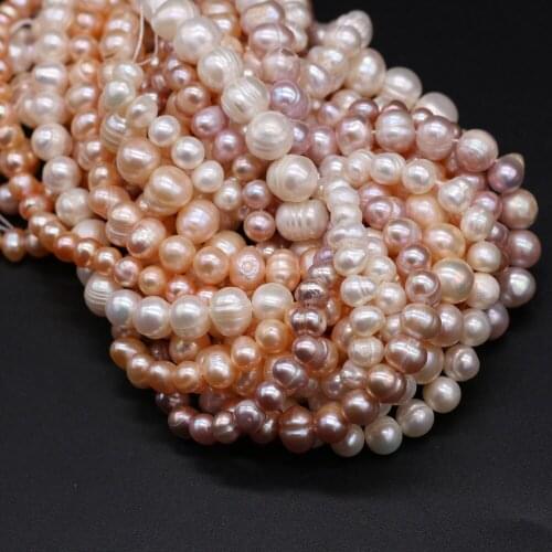 High Quality Round Shape Natural Freshwater Pearl Beads Punch Big Loose Beads for Making DIY Jewelry Necklace Accessories 5-10mm