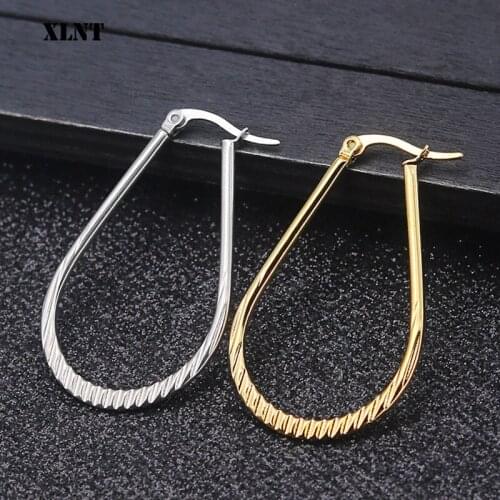 XLNT New Exaggerated Big Stainless Steel Hoop Earrings For Women Round Circle Earrings Brincos Jewelry Party Halloween Gift