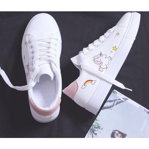 Fairy Shoes Sweet White Flat Shoes Kawaii Student Walking Shoes Campus Boarding Shoes Casual Sports Shoes Unicorn Womens Shoe