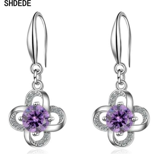 SHDEDE Clover Drop Earrings Women Female Gift Fashion Jewelry Embellished With Crystals From Swarovski Long Hook Earring -X433