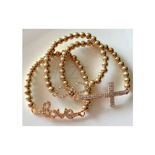 Wen women disco ball+Free Shipping+Gift. Cross Love Infinity Fasion Elastic Stretch crystal Bracelet o987