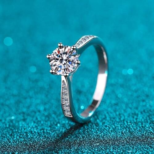 925 Sterling Silver Passed Diamond Test Stone Rings 0.5-2CT Moissanite Ring Women Classic Fashion Engagement Fine Jewelry Gift